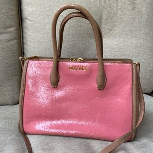 Miu Miu by Prada Craquele Leather Two-tones Tote